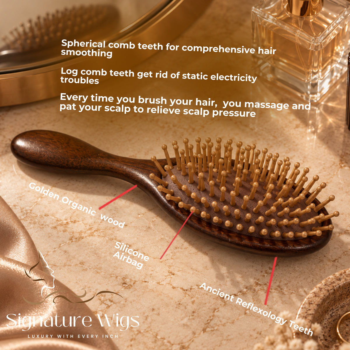 Organic Wooden Hair Care Comb - Ancient Head Reflexology