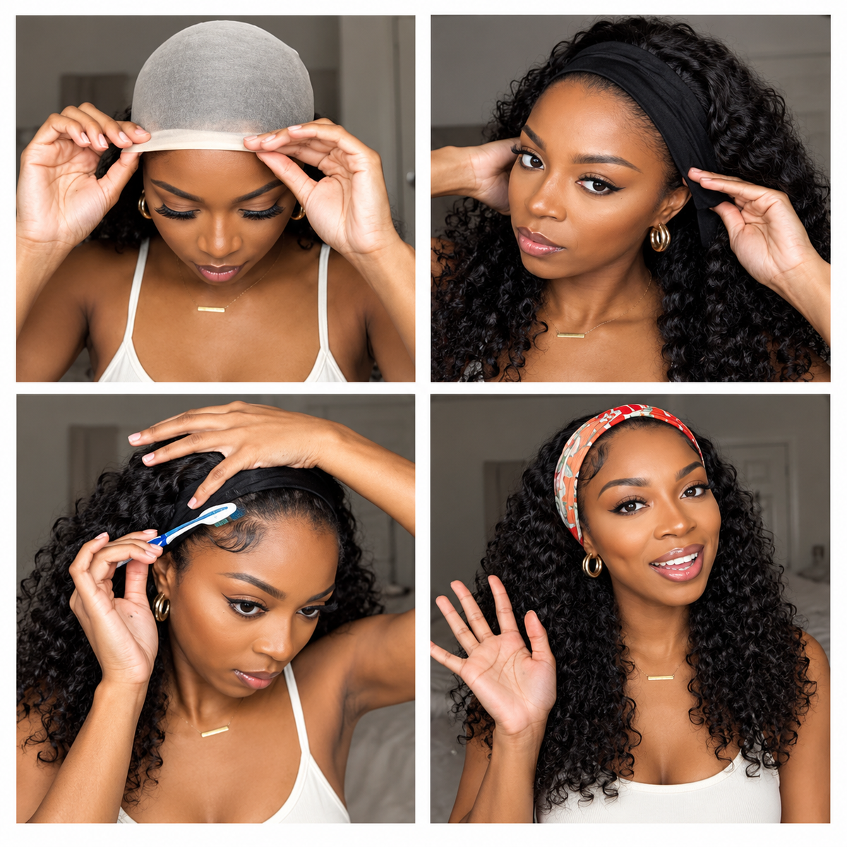 The Naturals - Authentic Raw Burmese Tight Curls Headband Wig Glueless No Lace